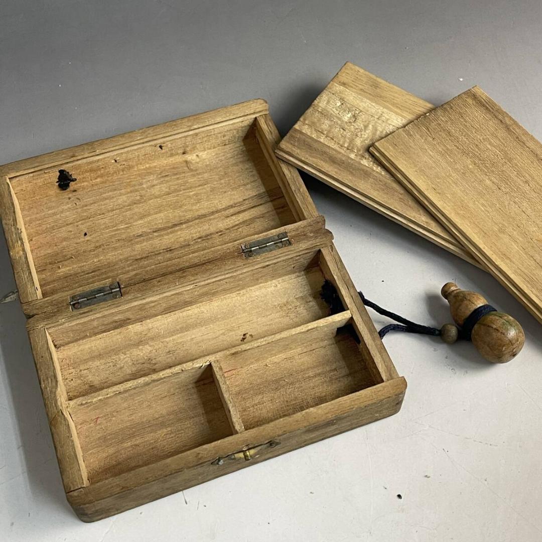 昭和レトロ 道具箱 瓢箪根付 タナゴ 鮒 ふな 小鮒 釣具 道具箱 木箱