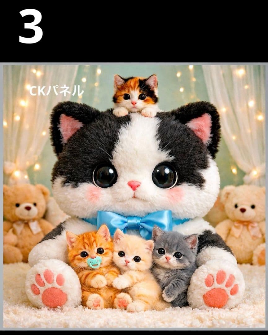 オーダーページ　ハンカチ432 巨大ぬいぐるみ猫柄　ハンドメイド2/25