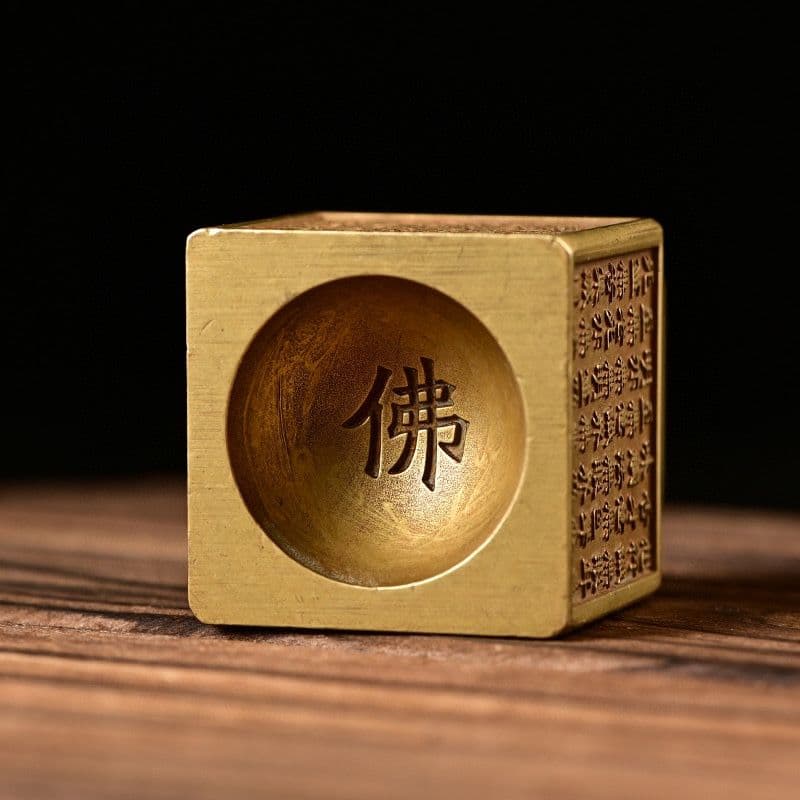 波羅蜜 心経 六面印 文房用品 鎮尺 圧紙 銅製品