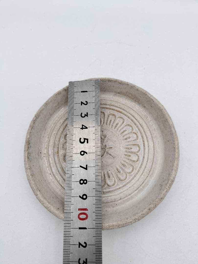 c384 銘々皿 寺瓦紋 赤虜焼 5枚 昭和時代 紙箱 茶道具