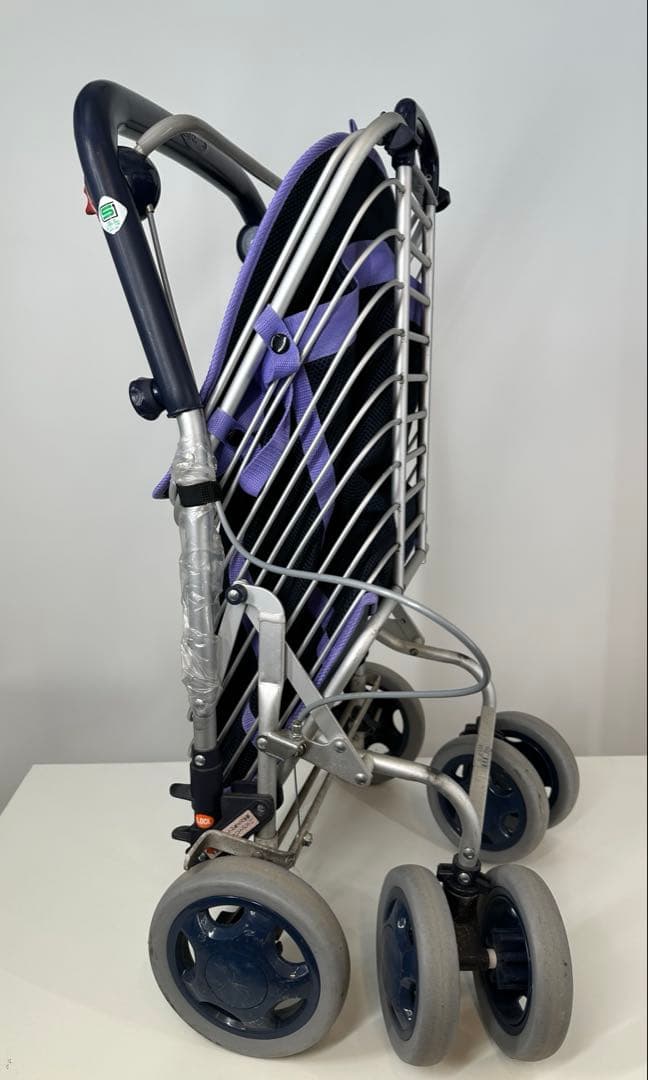 ユーバ産業　シルバーカー　ワイヤーカート ブレーキ付 メッシュ紺