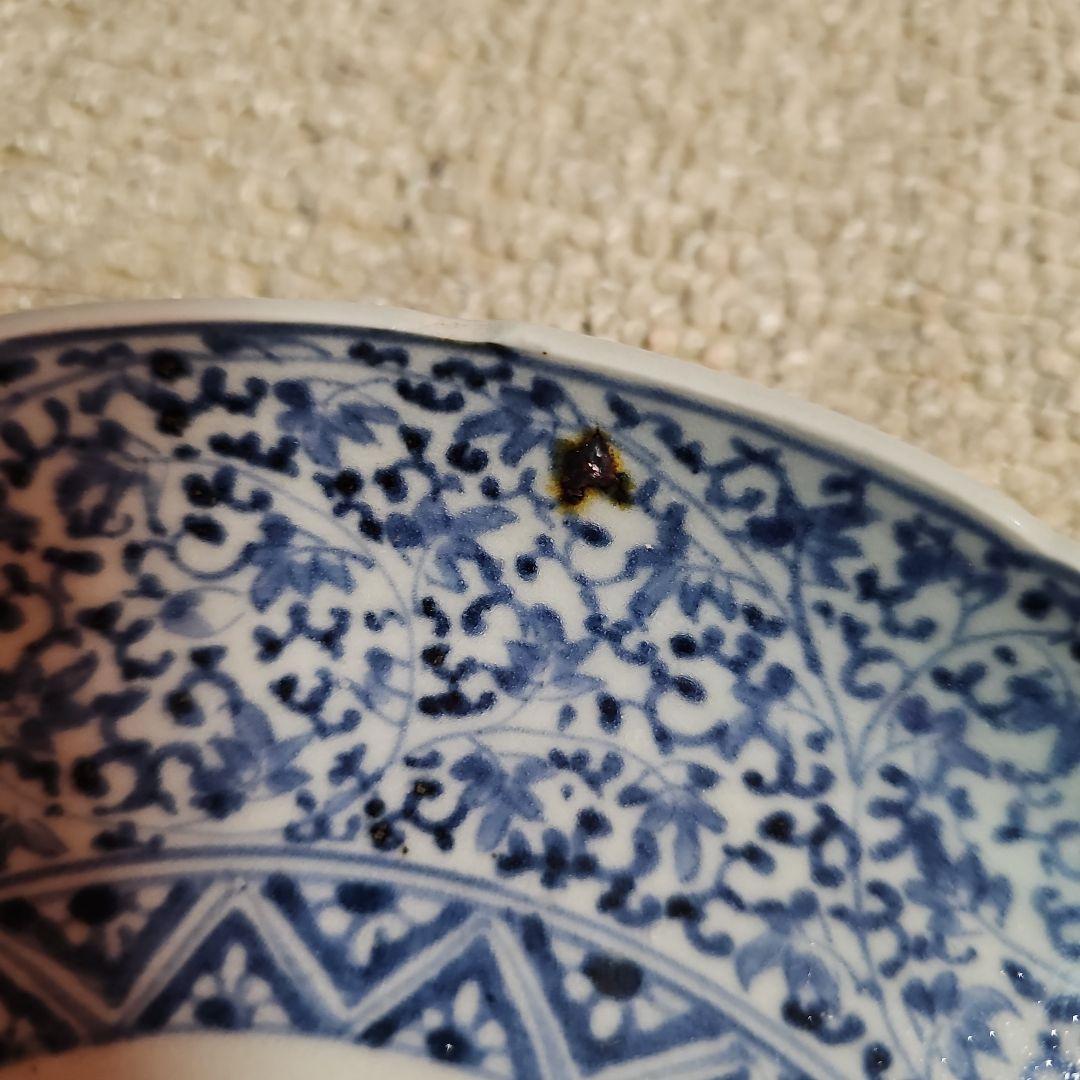 y*i様 古伊万里 江戸後期 輪花萩唐草皿 一対