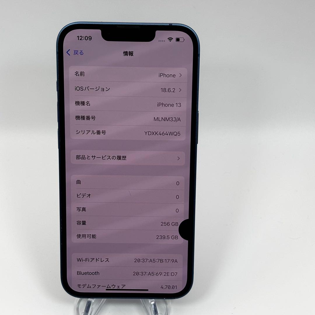 【ジャンク】iPhone 13 256GB ブルー カメラ不良 液晶表示不良
