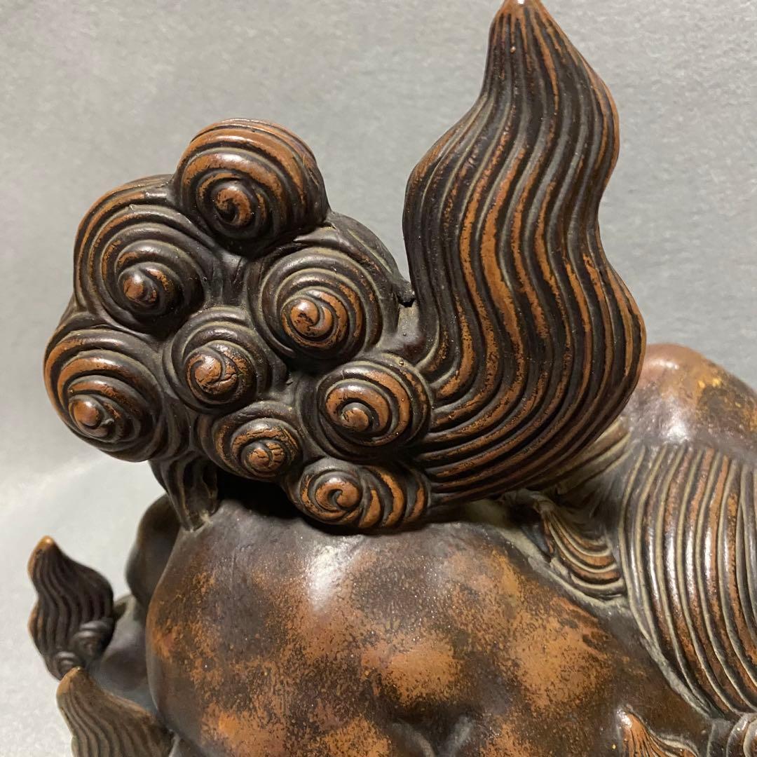 古備前焼　獅子床飾り　陶器製　魔除けインテリア置物　横22 幅15 高22cm