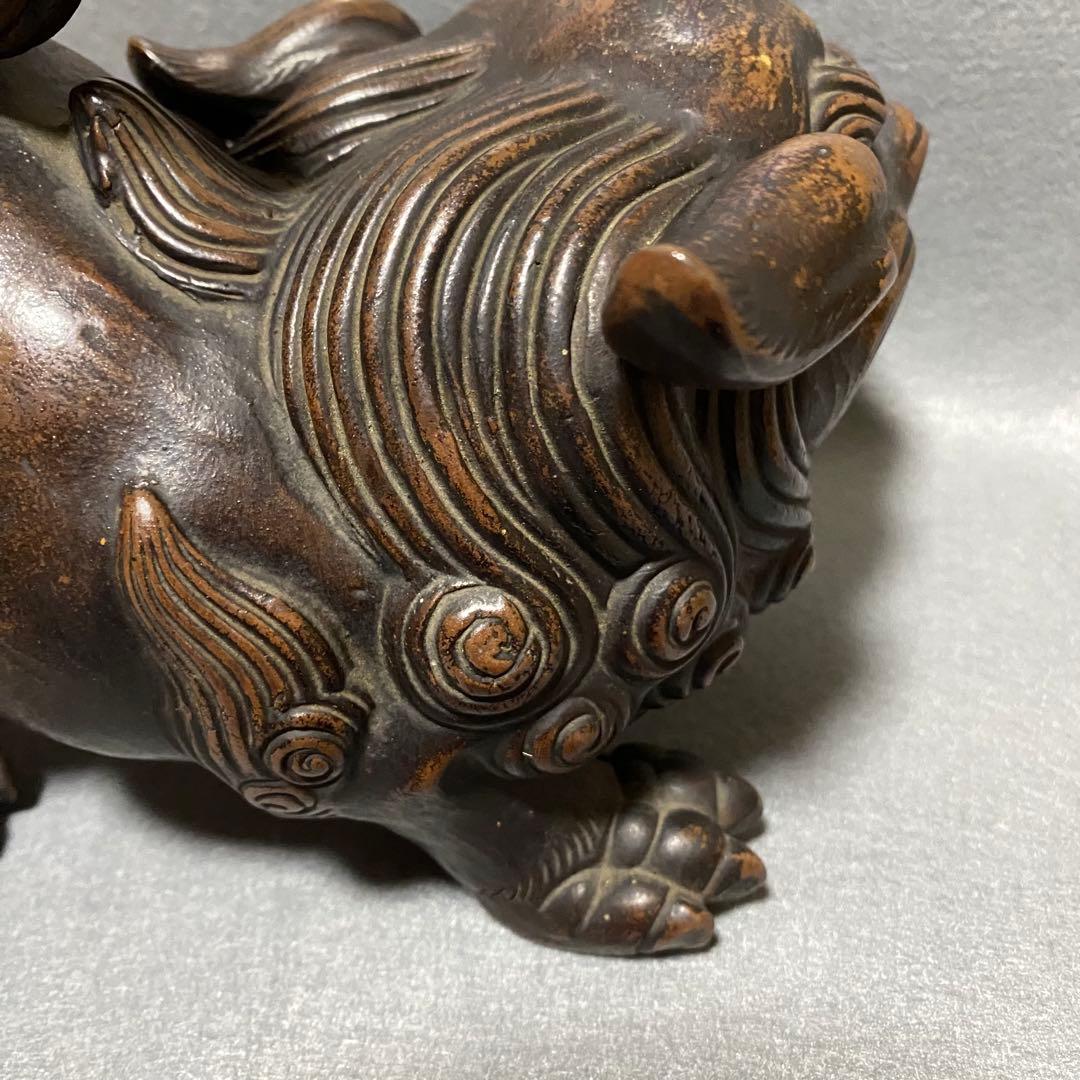古備前焼　獅子床飾り　陶器製　魔除けインテリア置物　横22 幅15 高22cm