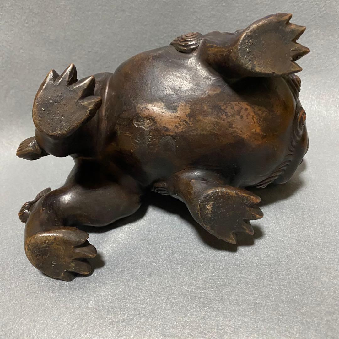 古備前焼　獅子床飾り　陶器製　魔除けインテリア置物　横22 幅15 高22cm