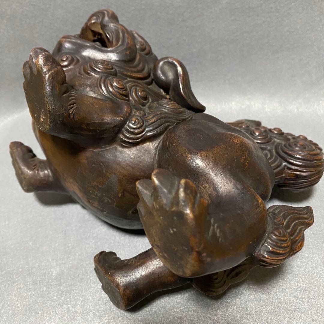 古備前焼　獅子床飾り　陶器製　魔除けインテリア置物　横22 幅15 高22cm