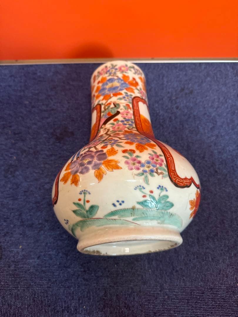 1595 古伊万里 色絵 江戸時代風俗図　花瓶　時代物