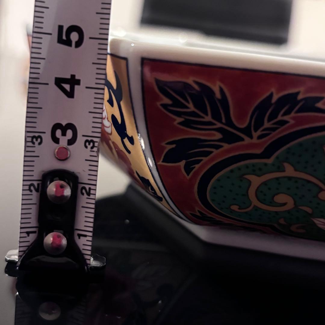 縁起物 亀甲六角皿 3枚 未使用 牡丹 錦 吾山窯