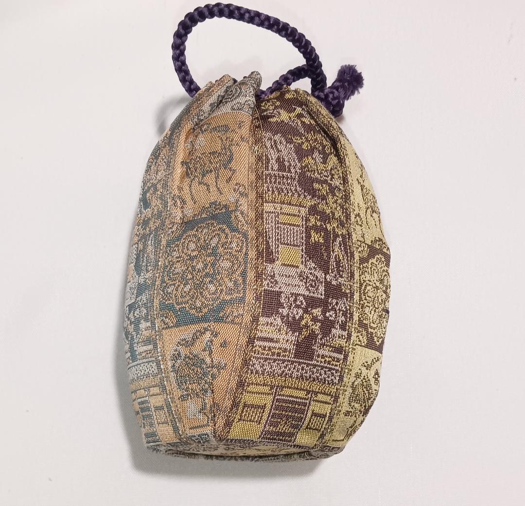 茶道具　丹波焼　森本陶谷作　丹波肩衝茶入　紅牙瑞錦裂仕覆付き　美品！！
