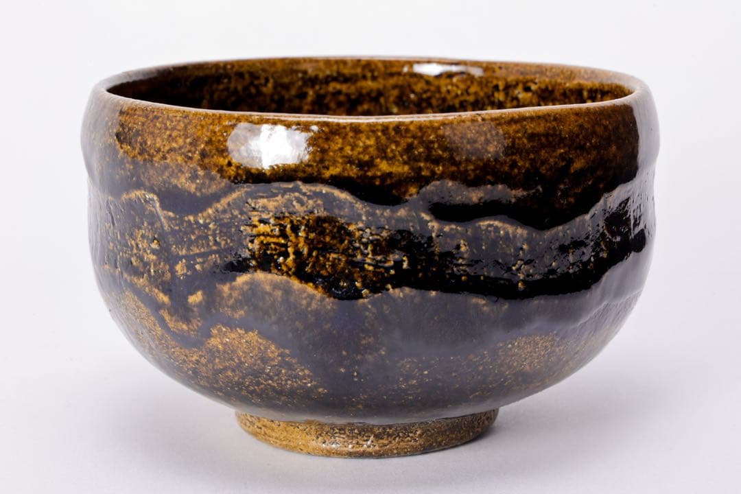 大樋一平作 『 大樋焼 茶碗 』共箱 栞付 飴釉 抹茶碗 茶道具 骨董品 古美術