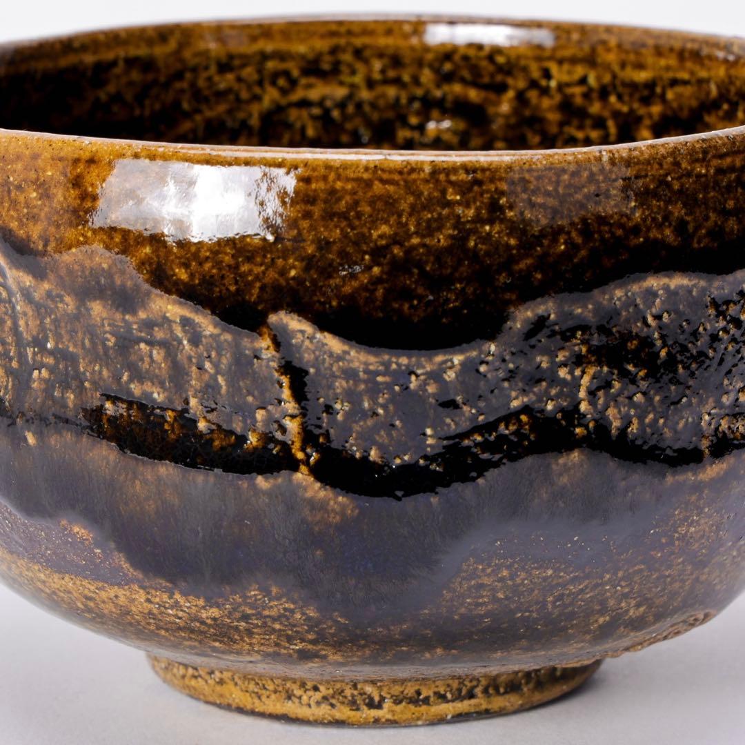 大樋一平作 『 大樋焼 茶碗 』共箱 栞付 飴釉 抹茶碗 茶道具 骨董品 古美術