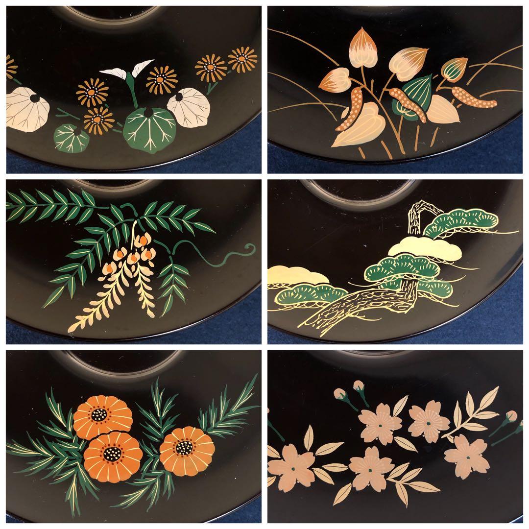 ❗️割引《R》煎茶 絵変り草花蒔絵 茶托12客 橋本春路作 251016い3