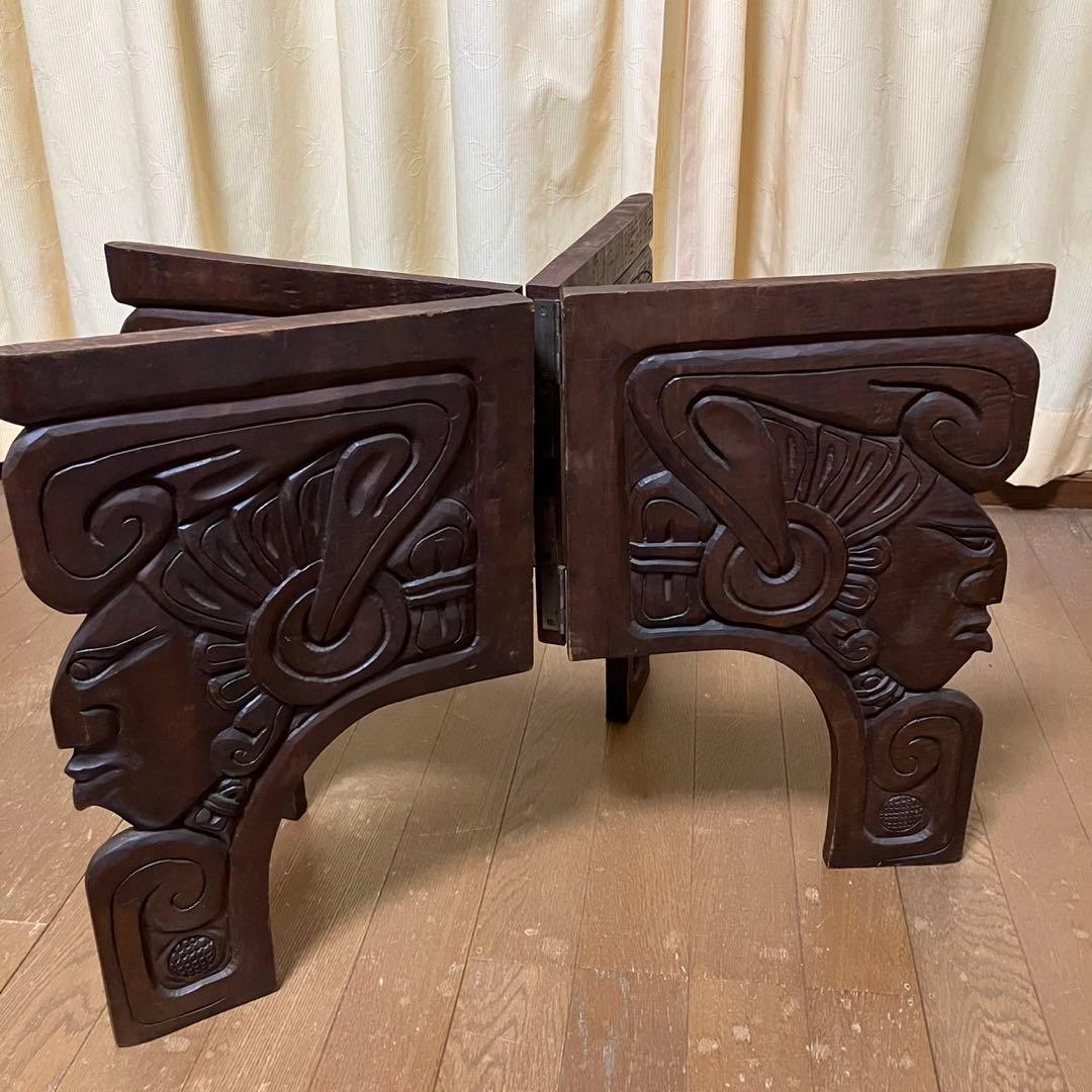 彫刻　机　ローテーブル　アジアン家具　アジアン　木彫　木彫り　アンティーク