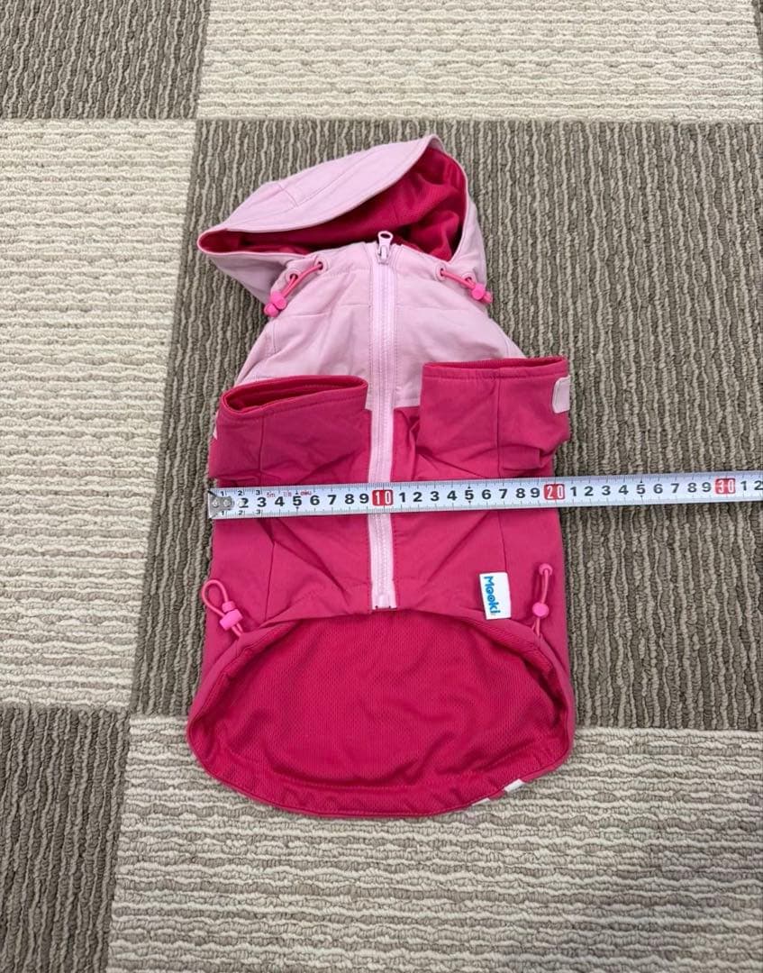 ピンク フード付き 犬服 中型犬用