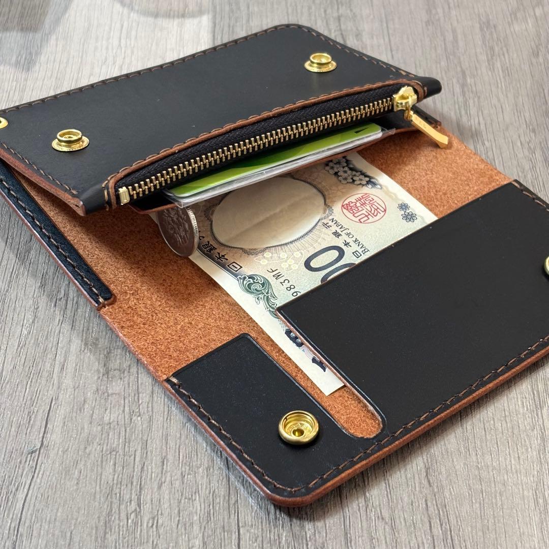 ハンドメイド 栃木レザー ミドルトラッカーウォレット