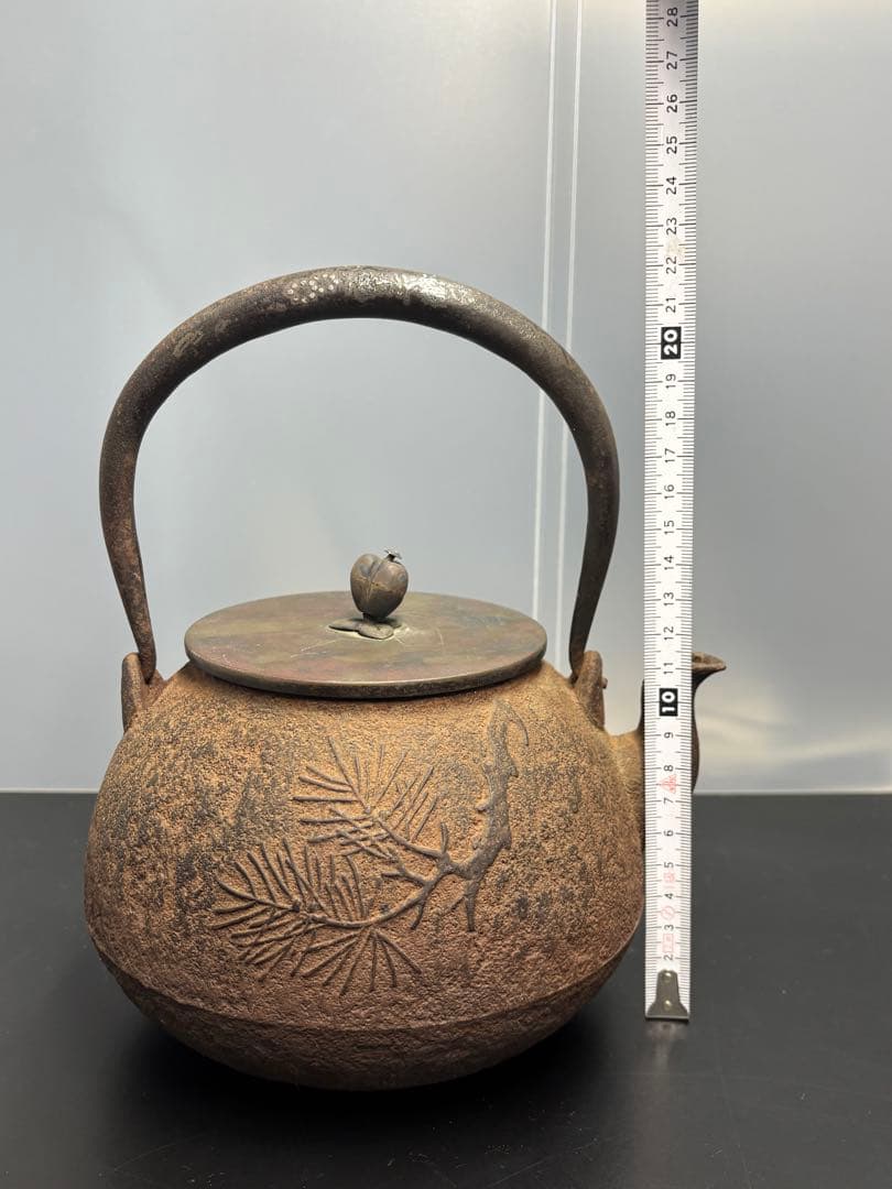 【希少品】光玉堂造 銀象嵌提手 鉄瓶 釜師 鉄器 急須 骨董品 古美術 金属工芸