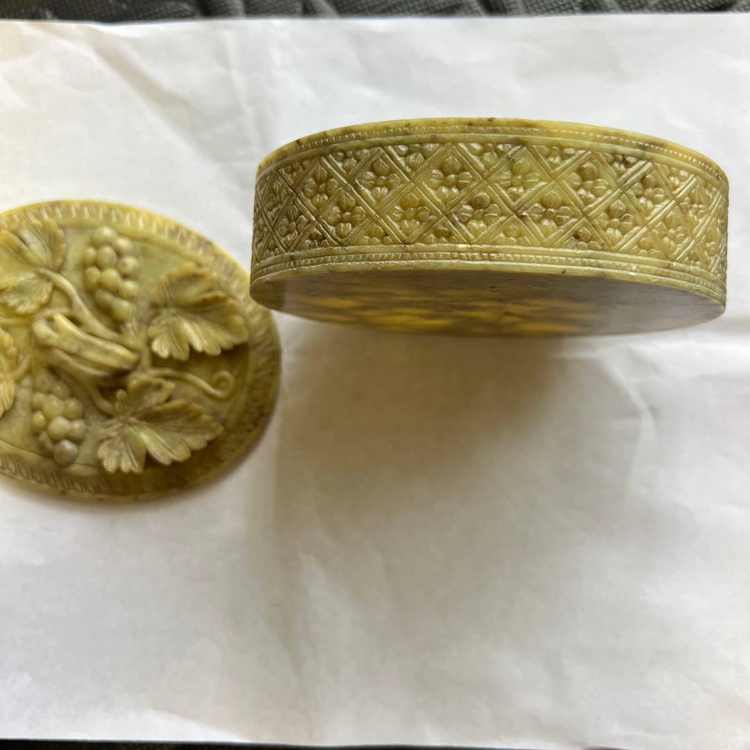 天然石 葡萄彫刻 ブドウ彫刻 小物入れ