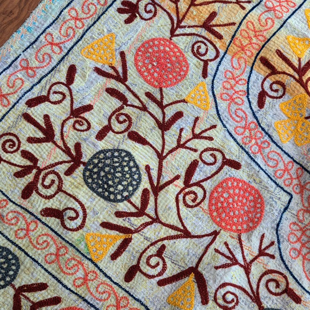 スザニ刺繍 テキスタイル 刺子布 ヴィンテージ カンタキルト ラリーキルト876