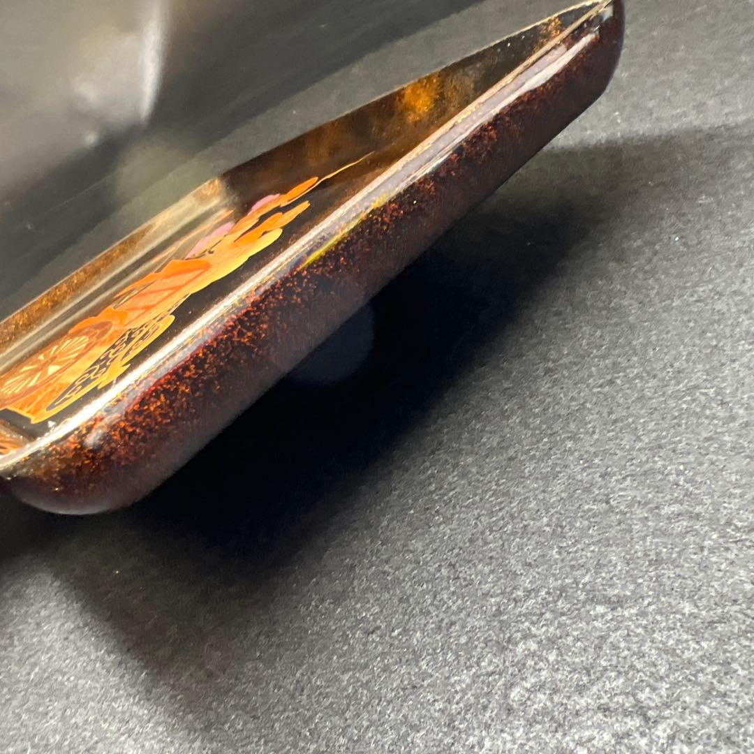 極上蒔絵　切手盆　袋付　縦24.3㎝　東Y8-0403☆2F