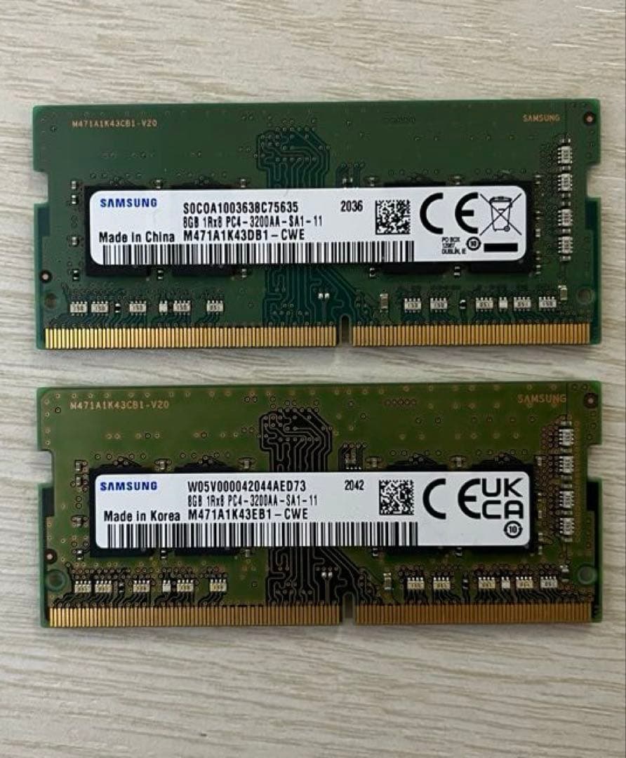 Samsung 8GB x2 DDR4-3200 SODIMMメモリ