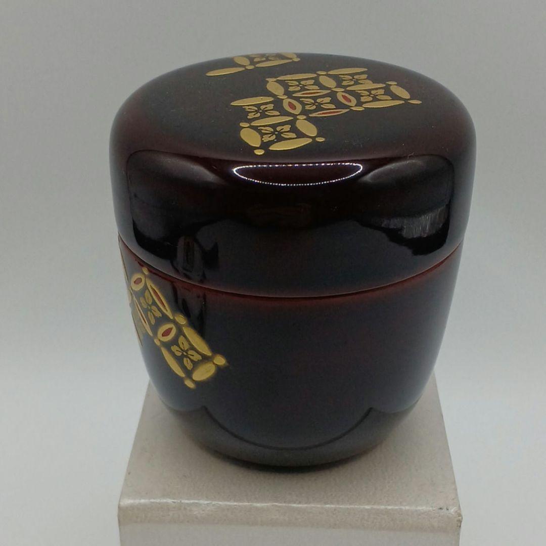 茶道具 　なつめ　丸型棗　 深い赤色