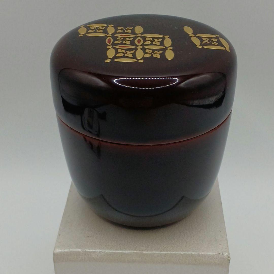 茶道具 　なつめ　丸型棗　 深い赤色