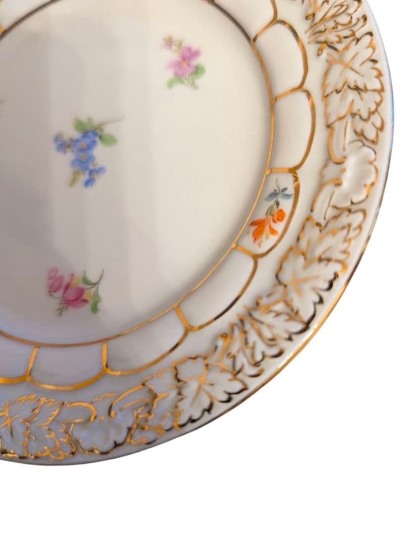 【極美品 1級品】マイセン 散らし小花 金彩 葉文様 プレート 13.8cm