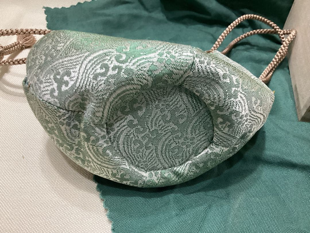 美品　茶道具　お稽古用　陶器製茶入　仕覆 波紋様　共布・化粧箱付き　中古品