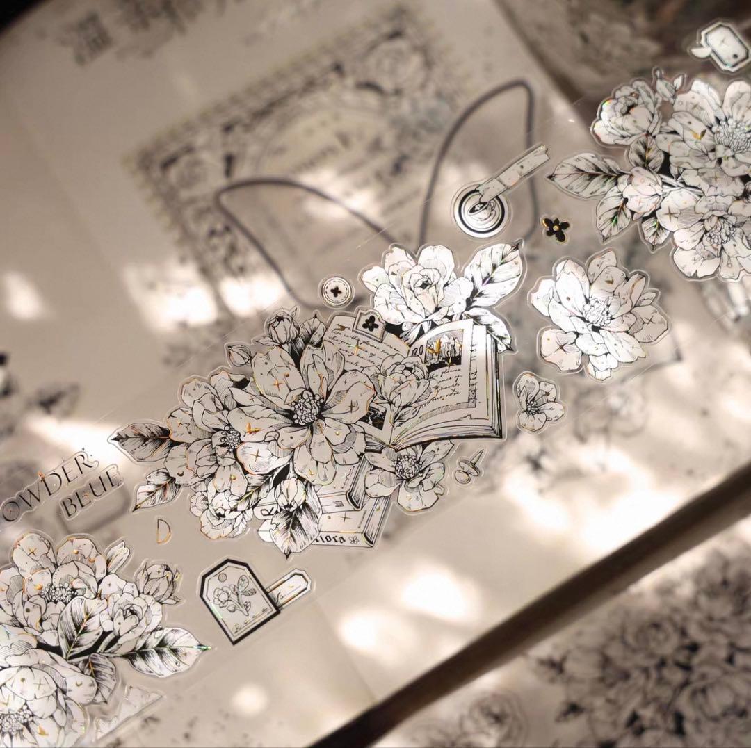 贝壳金 花语集 ダイカット加工 5.5cm×5m 海外マスキングテープ　花