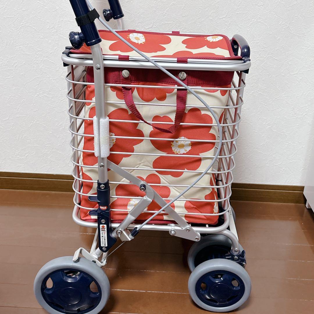 【美品】SUWAREL シルバーカー 花柄デザイン 赤 スワレル