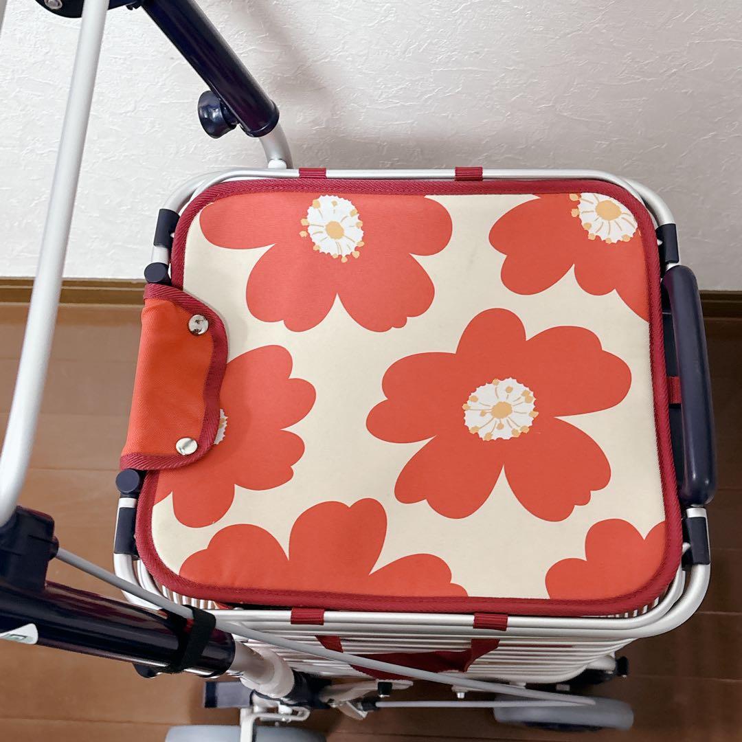 【美品】SUWAREL シルバーカー 花柄デザイン 赤 スワレル