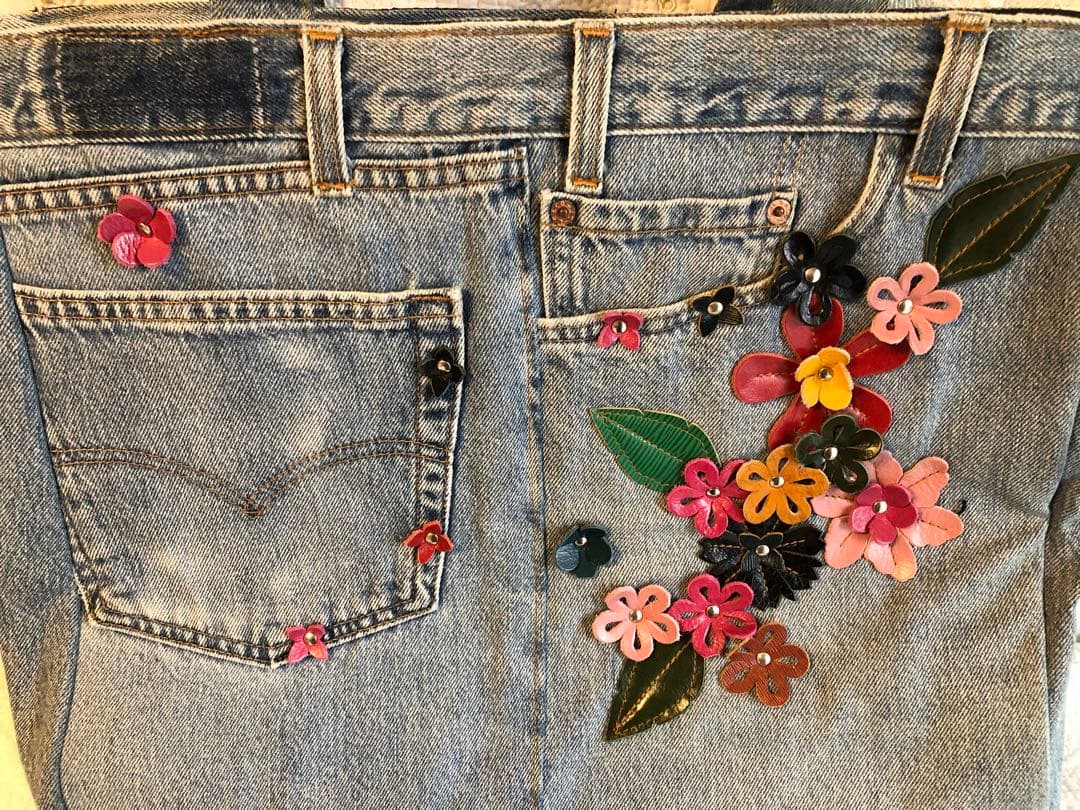 デニム　リメイク　トート　バッグ 花柄　Ｂ4 Levi's（リーバイス）
