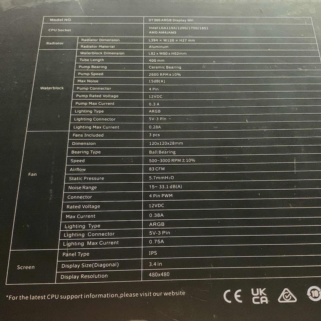 新品⭐️PCCOOLER CPS AIO DT360 ARGB Display白
