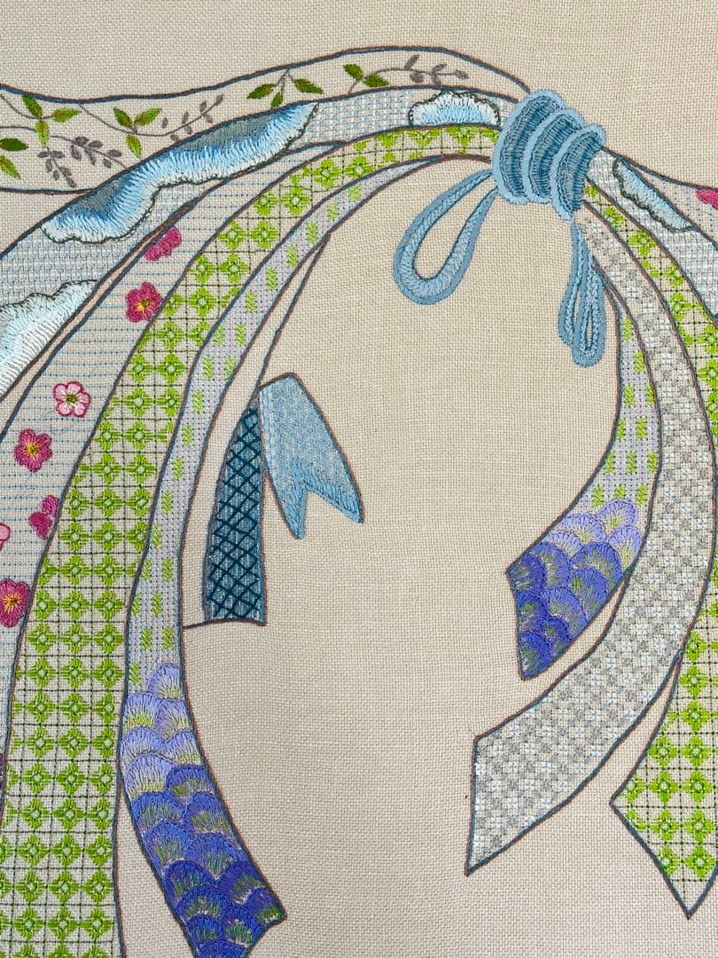 戸塚刺繍　和柄　束ね熨斗紋様　タペストリー