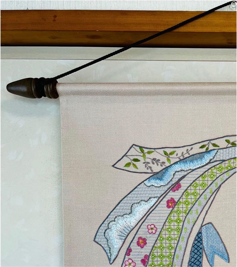 戸塚刺繍　和柄　束ね熨斗紋様　タペストリー