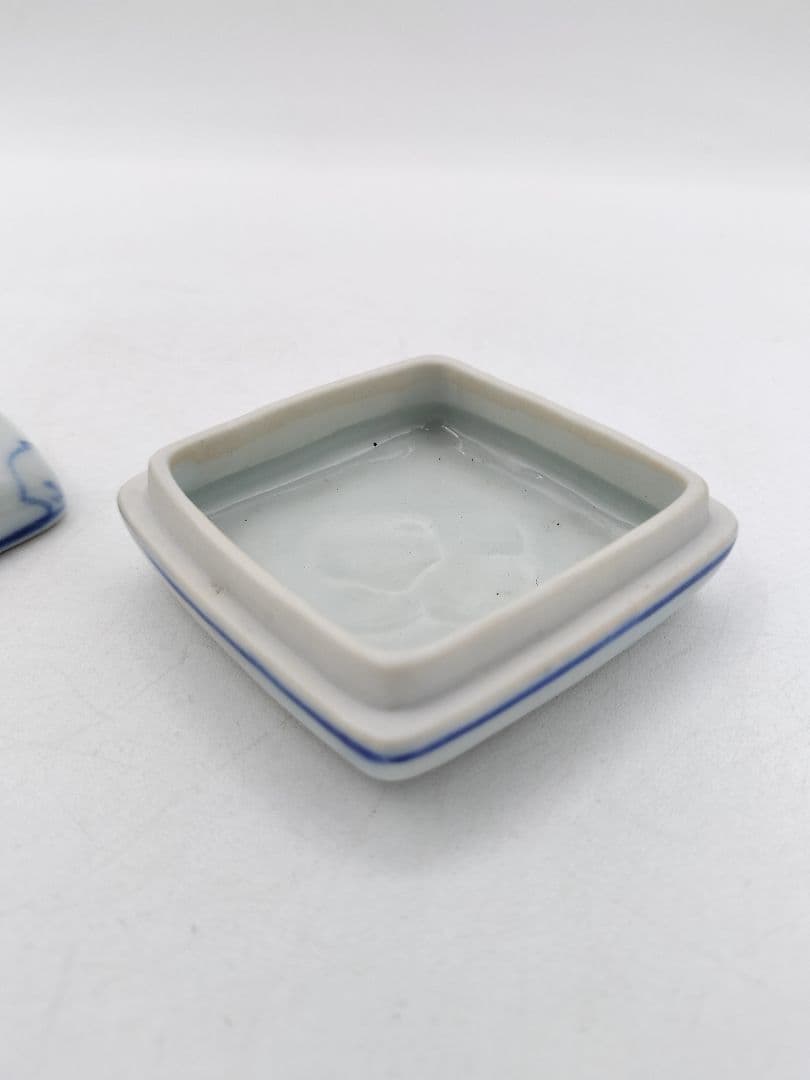 d245 香合 染付 角田川(隅田川) 真葛香斎 木箱 茶道具 古物