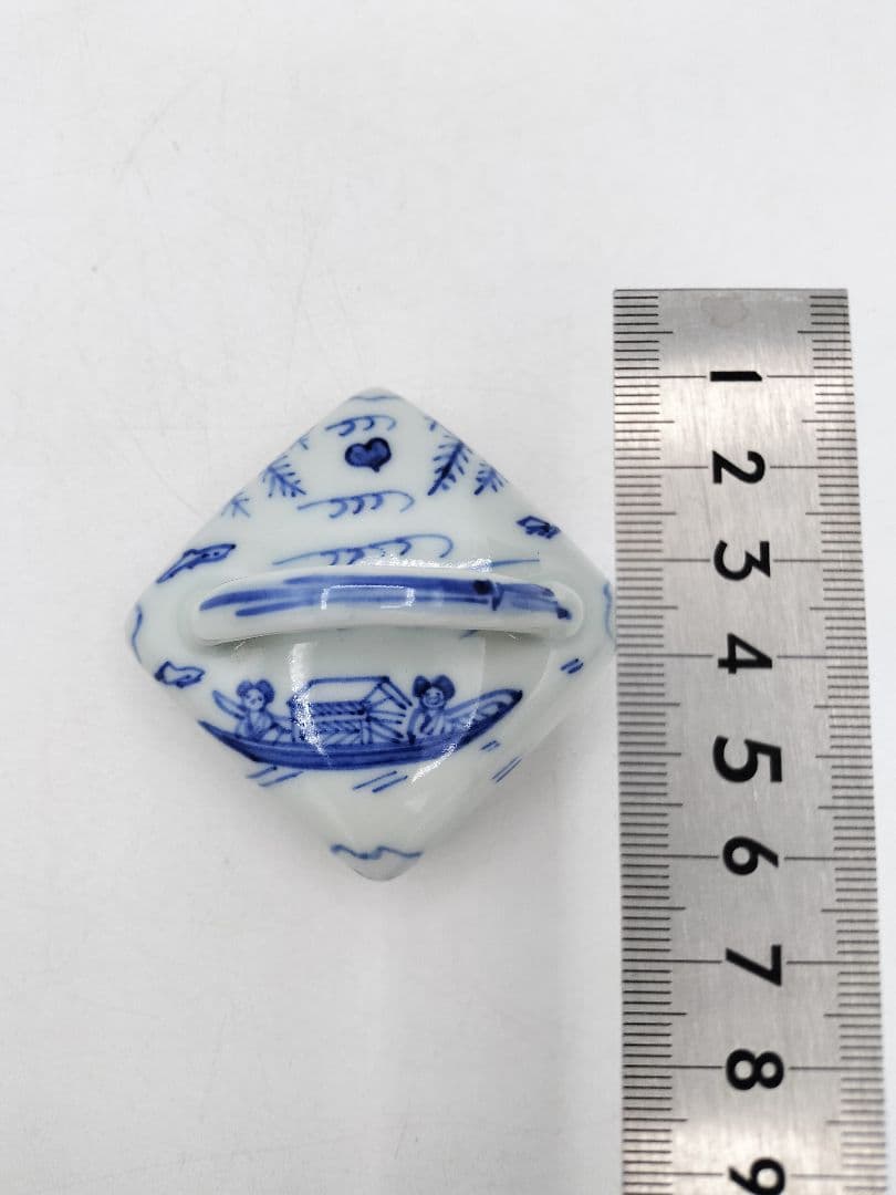 d245 香合 染付 角田川(隅田川) 真葛香斎 木箱 茶道具 古物