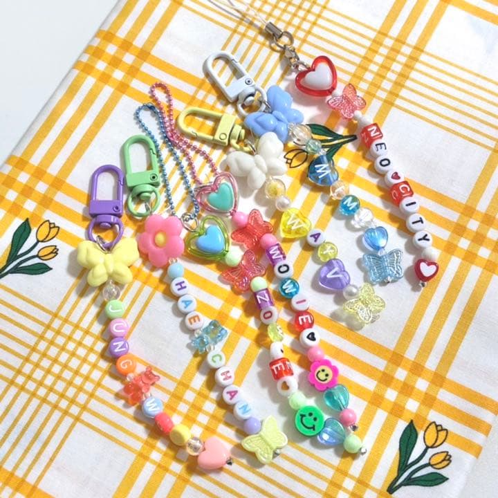 【オーダー メイド♡】ビーズ キーホルダー キーリング ストラップ 韓国