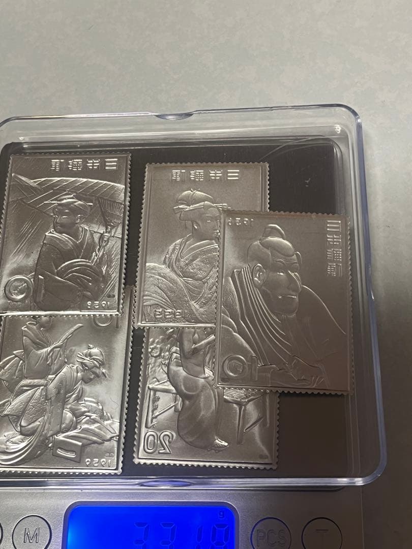純銀切手型プルーフ浮世絵　5枚セット 33g