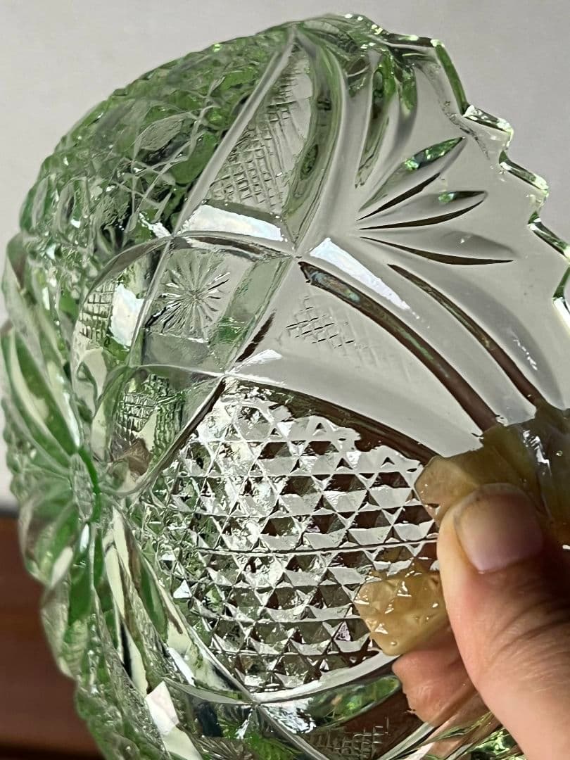 大正期 ウランガラス プレスガラス 鉢 アンティーク 骨董品 和硝子