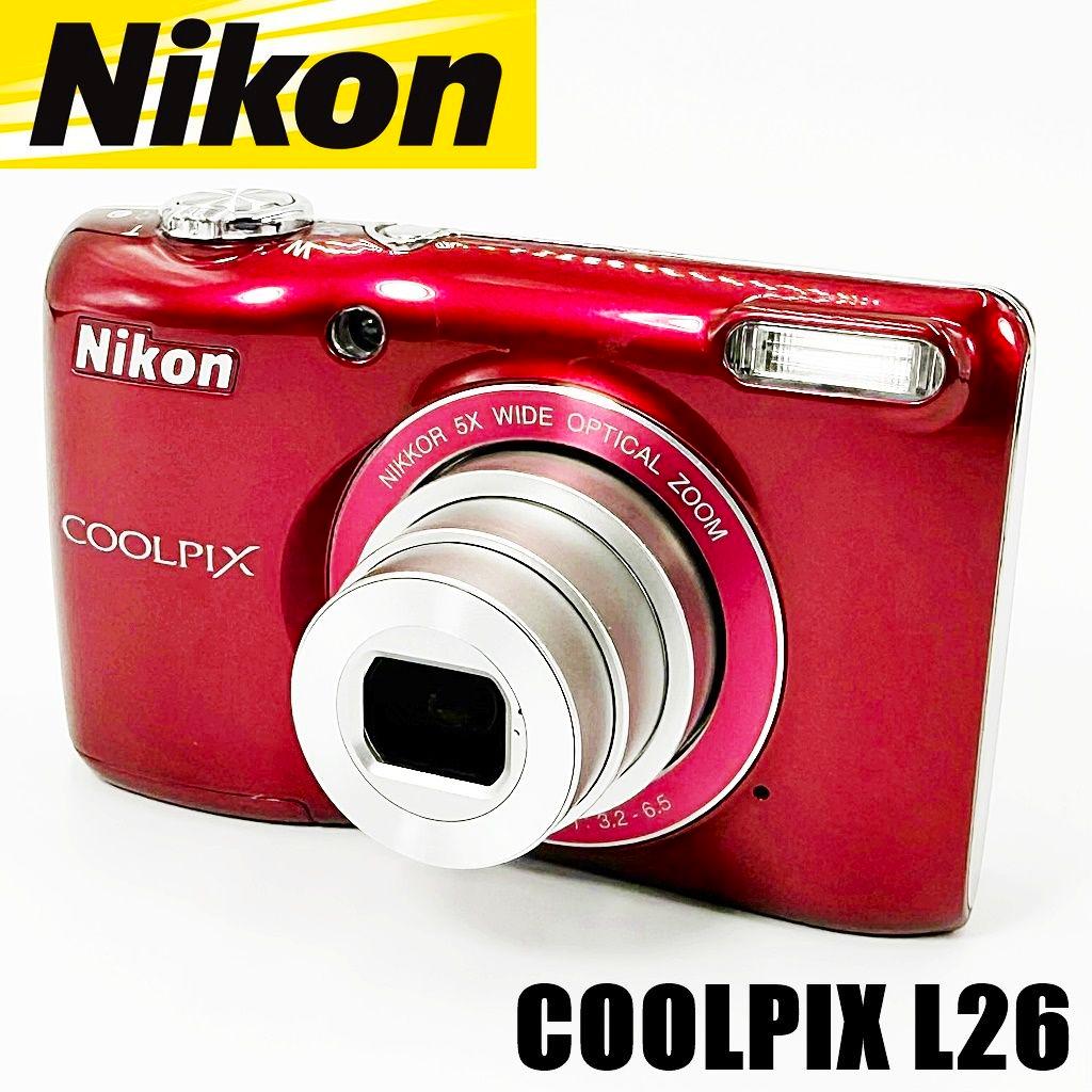 ニコン Nikon COOLPIX L26 レッド コンデジ カメラ 中古
