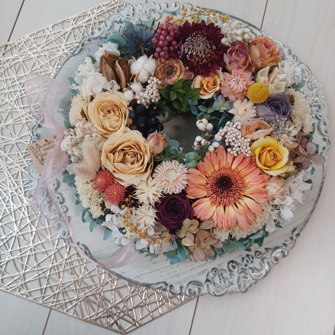 ドライフラワーリース＊ハンドメイド＊紫陽花あじさいリース＊フラワーリース⑫