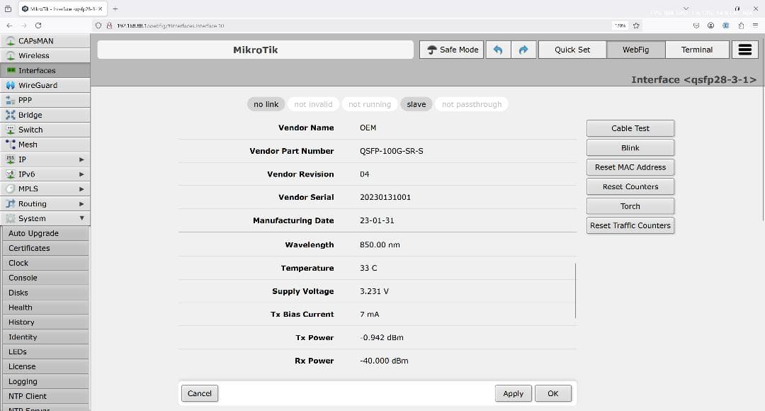 Mikrotik 100Gbit Network Set - ネットワークセット
