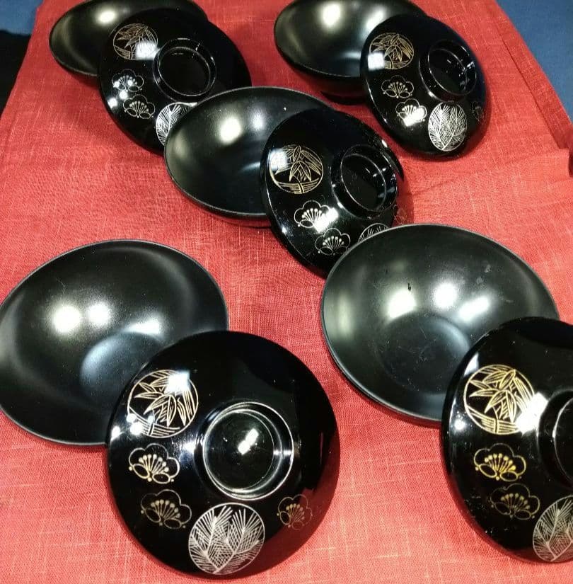 ♥５０年前のヴンテージ品♥【金彩・縁起物・松竹梅汁椀5客】
