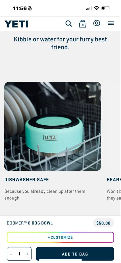 YETI イエティBoomer 8 Dog Bowl Big Wave Blue