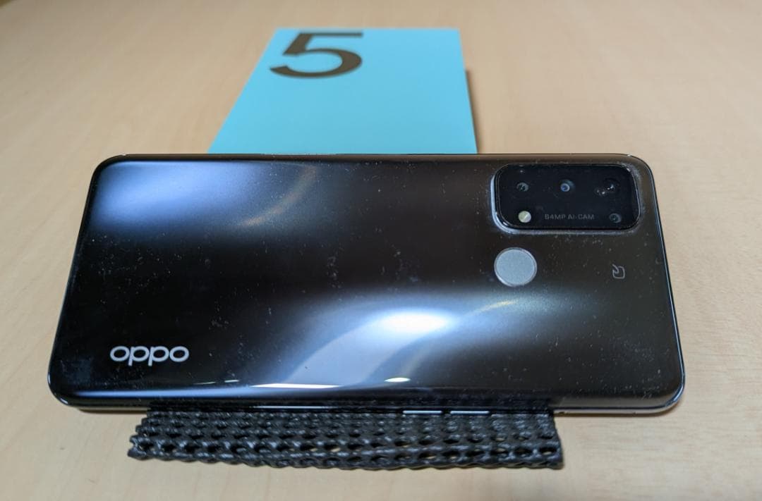適品中古　OPPO Reno5 A シルバーブラック 充電器・ケース付き
