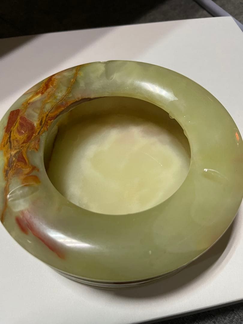 大理石　オニキス　灰皿　小物入れ　花器　グリーン大理石　アンティーク