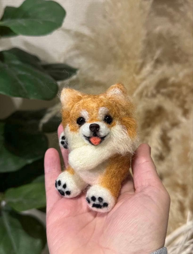 ほっぺがくっつく　なかよしチワワ　羊毛フェルト　うちの子　ペット