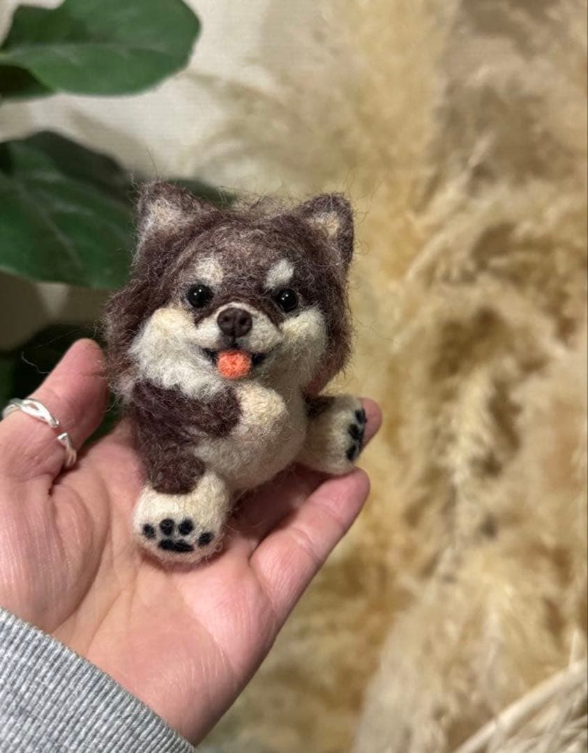 ほっぺがくっつく　なかよしチワワ　羊毛フェルト　うちの子　ペット